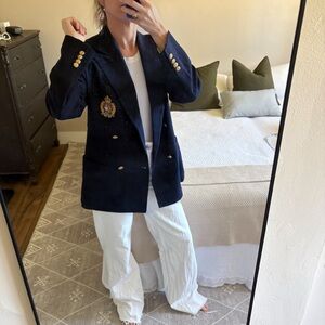 Ralph Lauren Navy Wool Oversized Blazer 8